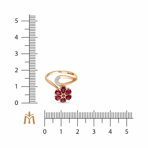Кольцо с бриллиантами и рубином R01-34197-RU - Фото 2
