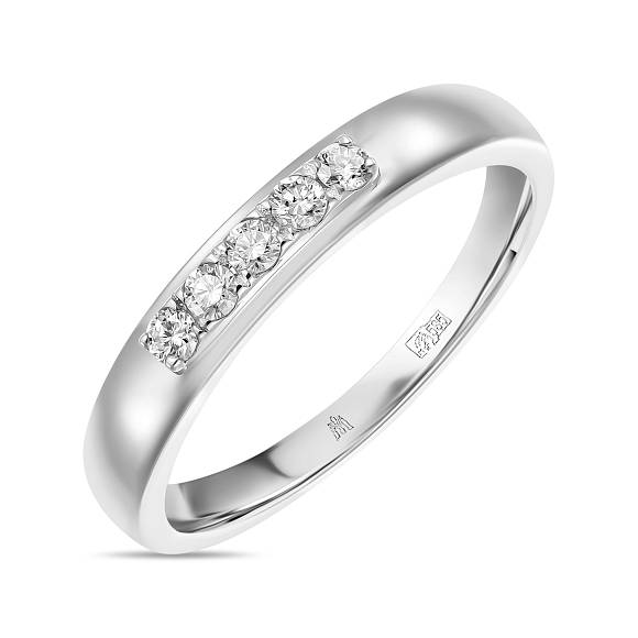 Обручальное кольцо-дорожка из золота с 5 бриллиантами R127-FROF6317G-0.18 - Фото 2