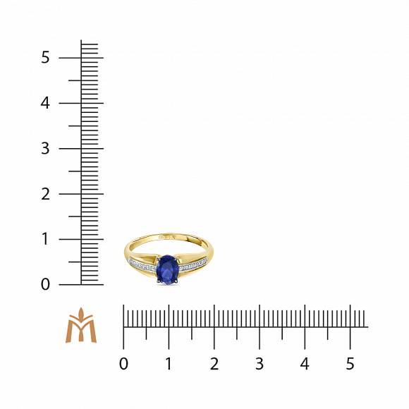 Кольцо с выращенным сапфиром и фианитами R01-34596-SS - Фото 2