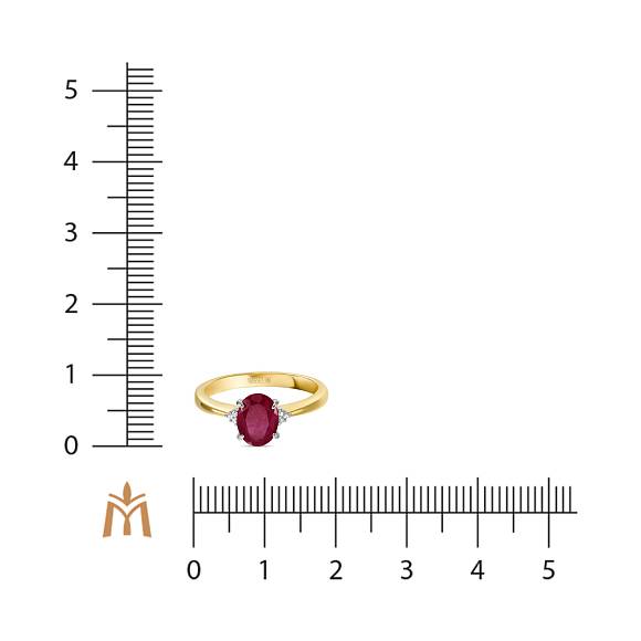 Кольцо с облагороженным рубином и 6 бриллиантами  R01-34910-RO - Фото 3