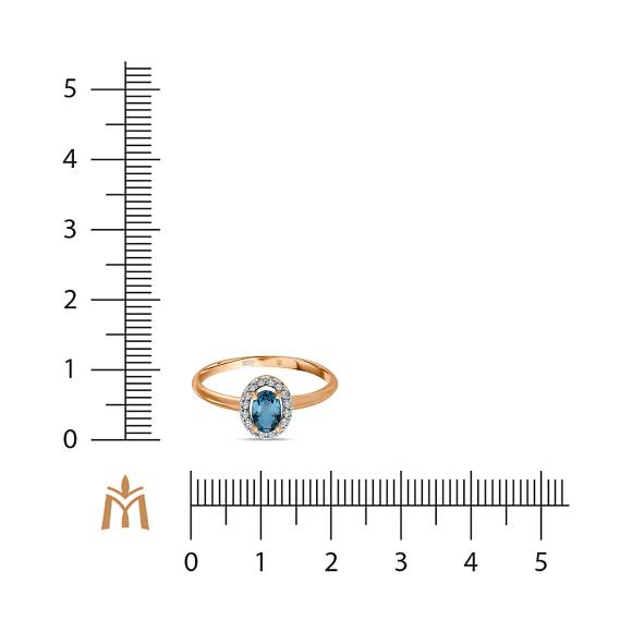 Кольцо с лондон топазом и фианитами R01-35029-LB - Фото 2