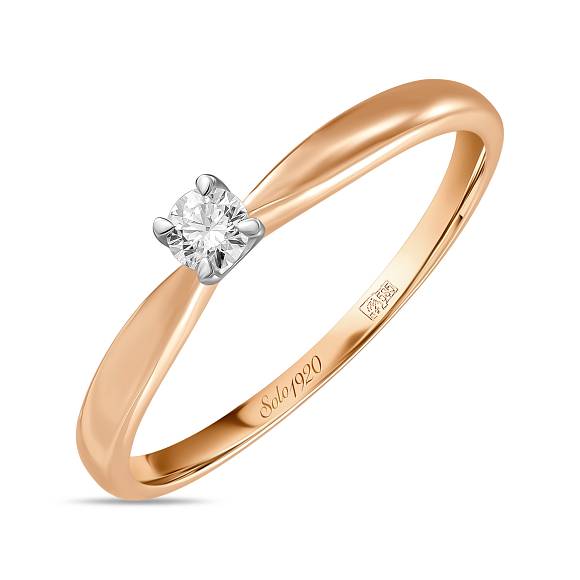 Золотое кольцо с бриллиантами (0,09 карат) R01-SOL35-010-G2 - Фото 1