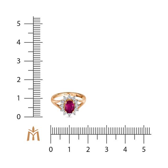 Кольцо с бриллиантами и облагороженным рубином R01-34115-RO - Фото 2