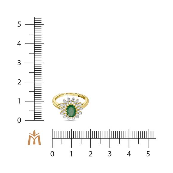 Кольцо с бриллиантами и изумрудом R01-34035-EM - Фото 2