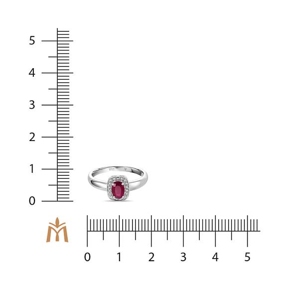 Кольцо c бриллиантами и рубином