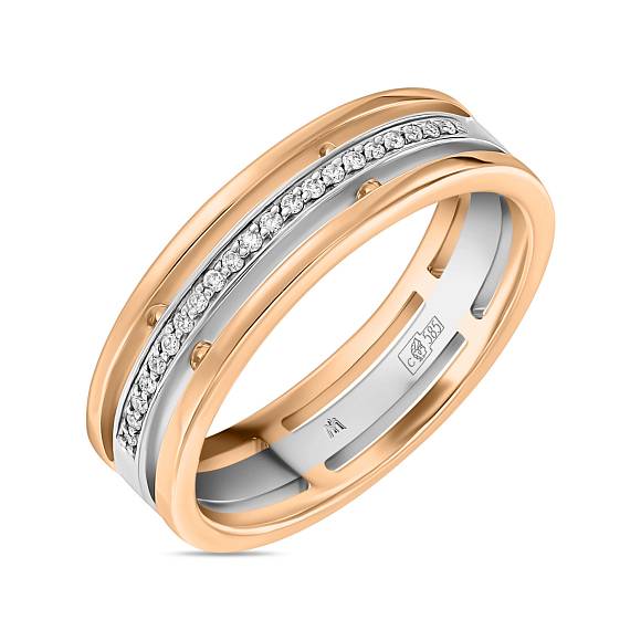 Обручальное кольцо из золота с 21 бриллиантом (0,05 карат) R01-WED-00094 - Фото 2