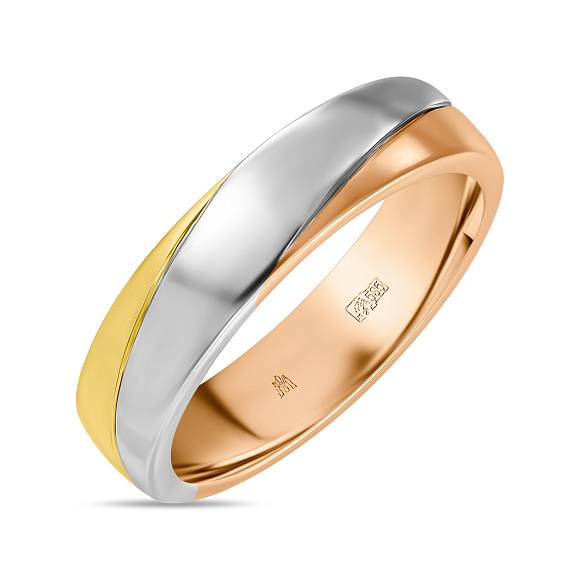 Обручальное кольцо из комбинированного золота 585 пробы R01-WED-00112 - Фото 1