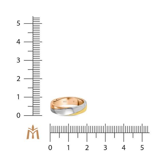 Обручальное кольцо из комбинированного золота 585 пробы R01-WED-00112 - Фото 2