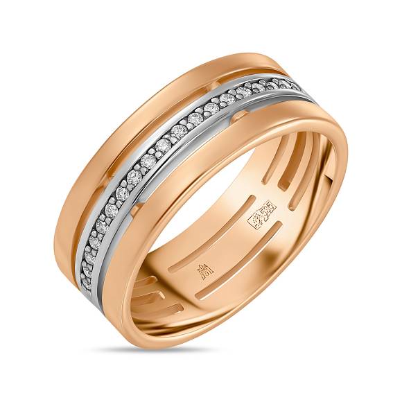 Обручальное золотое кольцо с 20 бриллиантами R01-WED-00128 - Фото 2