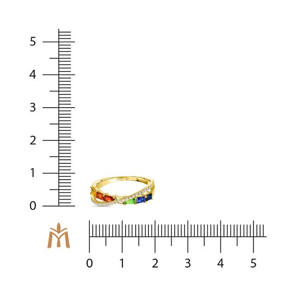 Кольцо с бриллиантами, гранатом, сапфиром и цветными сапфирами R01-FST-0184 - Фото 2