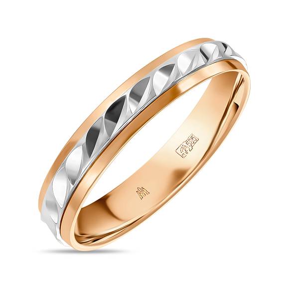 Обручальное кольцо из красного и белого золота с алмазной гранью R01-WED-00174 - Фото 1