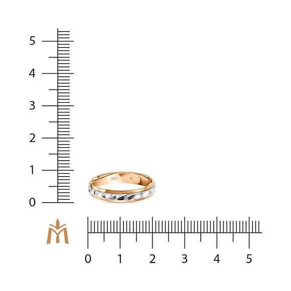 Обручальное кольцо из красного и белого золота с алмазной гранью R01-WED-00174 - Фото 2