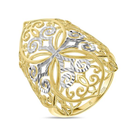 Ажурное кольцо из желтого золота с алмазной гранью R2020-300040193040 - Фото 1