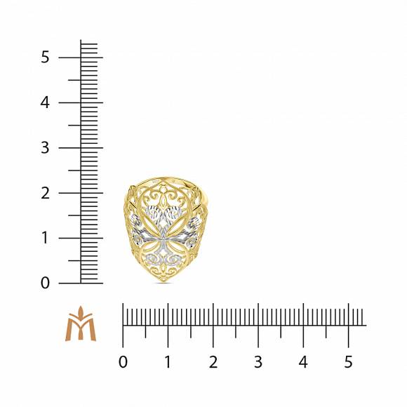 Ажурное кольцо из желтого золота с алмазной гранью R2020-300040193040 - Фото 2