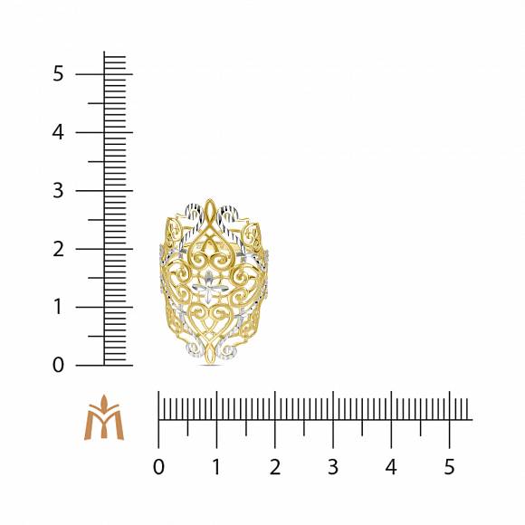Ажурное кольцо из желтого золота 585 пробы с алмазной гранью R2020-300040193041 - Фото 2