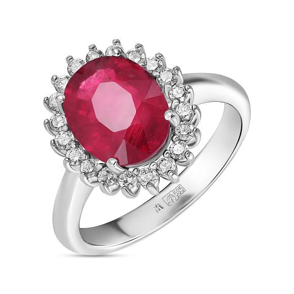 Кольцо с бриллиантами и облагороженным рубином R01-35167-RO - Фото 1