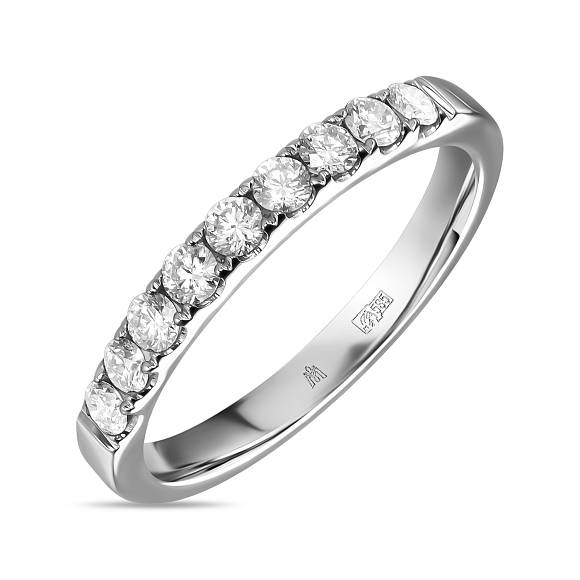 Обручальное кольцо-дорожка из белого золота с 9 бриллиантами R01-35472 - Фото 1