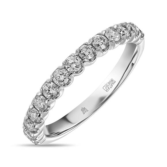 Обручальное кольцо-дорожка из белого золота с 14 бриллиантами (0,64 карат) R01-35807 - Фото 1