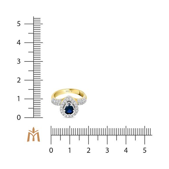 Кольцо с бриллиантами и сапфиром R01-46040-SA - Фото 2
