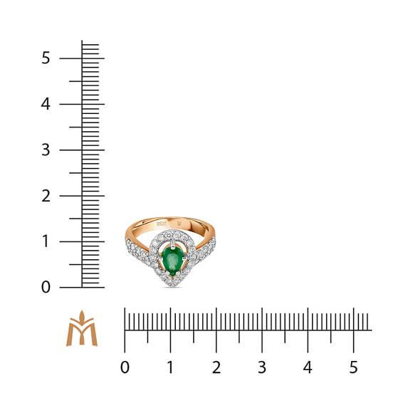 Кольцо с бриллиантами и изумрудом R01-49013-EM - Фото 2