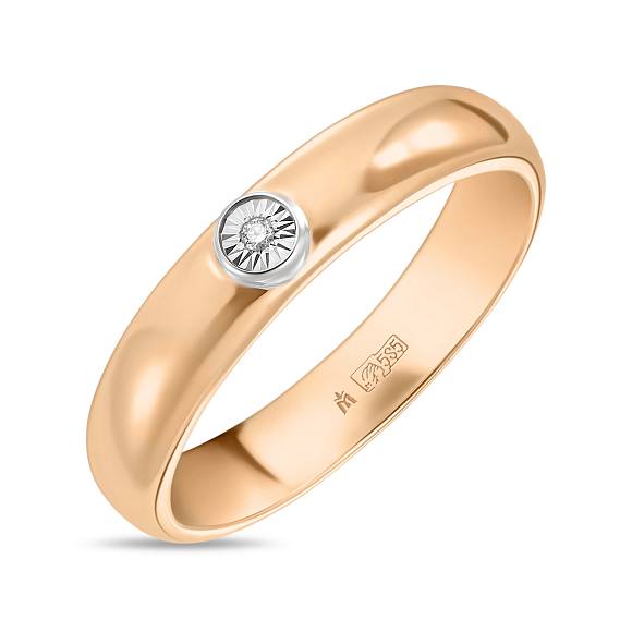 Обручальное кольцо из золота с бриллиантом R01-WED-00154 - Фото 2