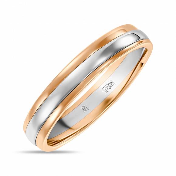Обручальное кольцо из бело-красного золота 585 пробы R01-WED-00085 - Фото 1