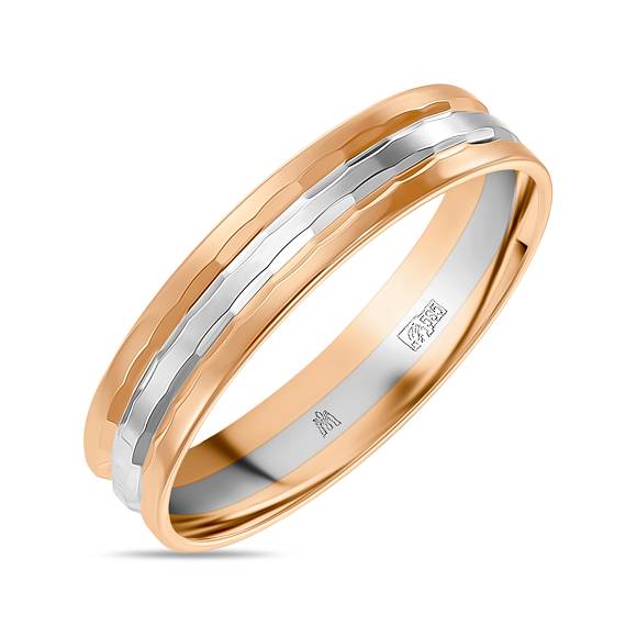 Обручальное кольцо из красного золота 585 пробы с алмазной гранью R37-4-T130613733 - Фото 1