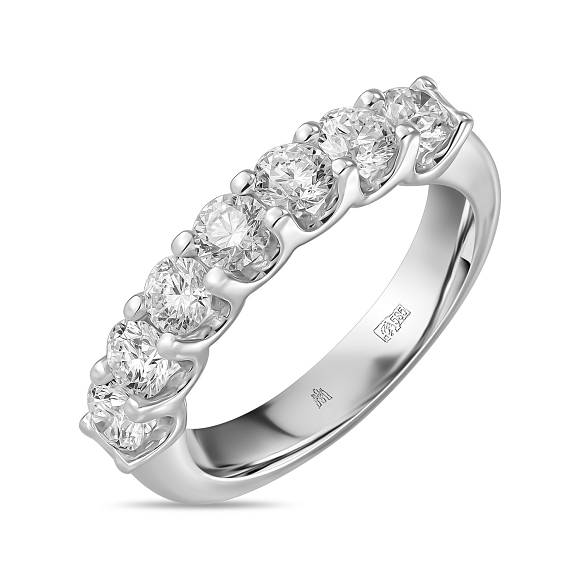 Обручальное кольцо-дорожка из белого золота с 7 бриллиантами R01-35442 - Фото 1