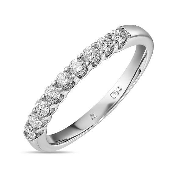 Обручальное кольцо-дорожка из белого золота с 9 бриллиантами (0,257 карат) R01-35447 - Фото 1