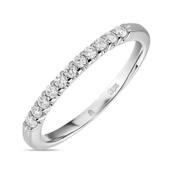 Обручальное кольцо-дорожка из белого золота с 11 бриллиантами R01-35448 - Фото 1