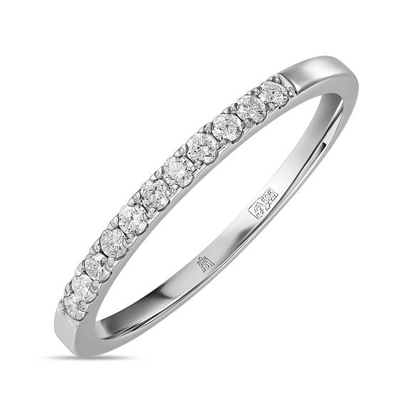 Обручальное кольцо-дорожка из белого золота с 11 бриллиантами (0,152 карат) R01-35452 - Фото 1