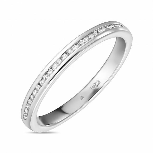 Обручальное кольцо-дорожка из белого золота с 27 бриллиантами (0,08 карат) R01-35459 - Фото 1