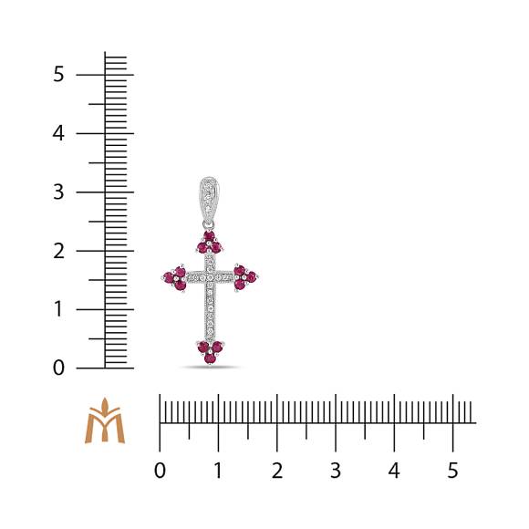 Крест с рубинами и фианит