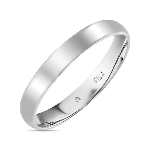 Плоское обручальное кольцо из белого золота 585 пробы R01-3-W-1012 - Фото 1