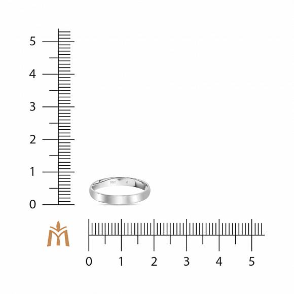 Плоское обручальное кольцо из белого золота 585 пробы R01-3-W-1012 - Фото 2