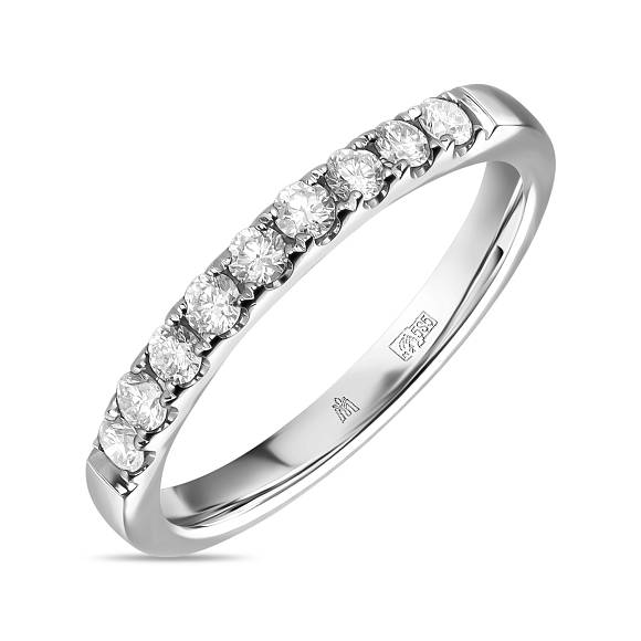 Обручальное кольцо-дорожка из белого золота с 9 бриллиантами R01-35463 - Фото 1