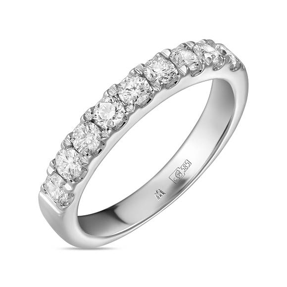 Обручальное кольцо-дорожка из белого золота с 9 бриллиантами (0,516 карат) R01-35475 - Фото 1