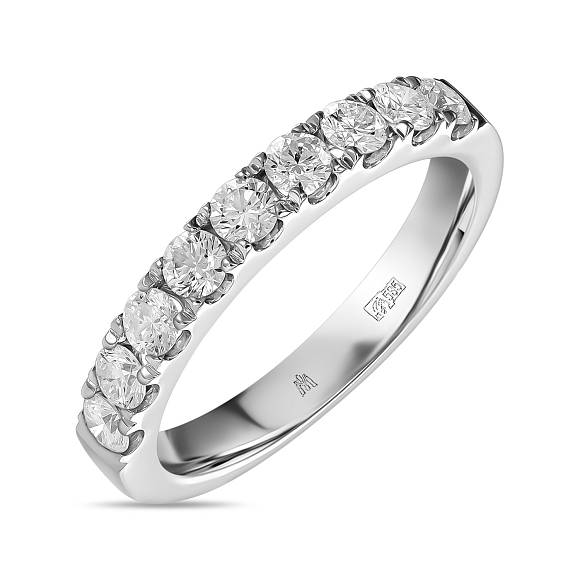 Обручальное кольцо-дорожка из белого золота с 9 бриллиантами (0,63 карат) R01-35476 - Фото 1