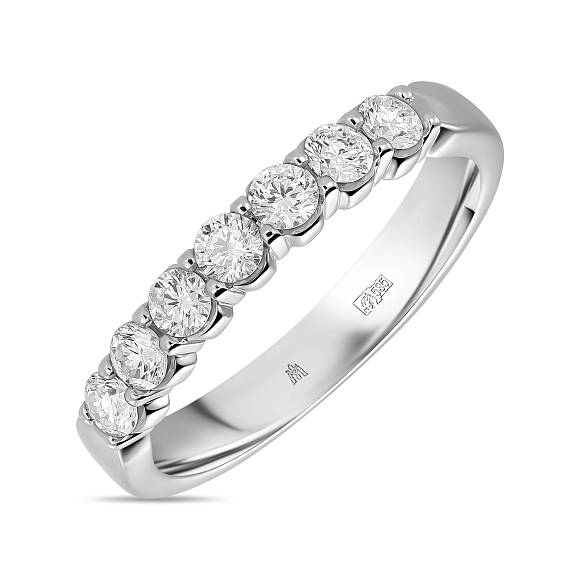 Обручальное кольцо-дорожка из белого золота с 7 бриллиантами (0,47 карат) R01-35502 - Фото 1