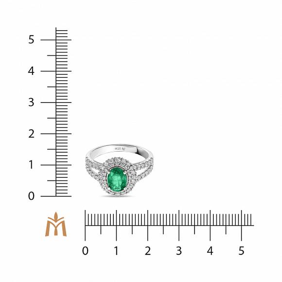 Кольцо с бриллиантами и изумрудом R01-EX-52690-EM - Фото 3