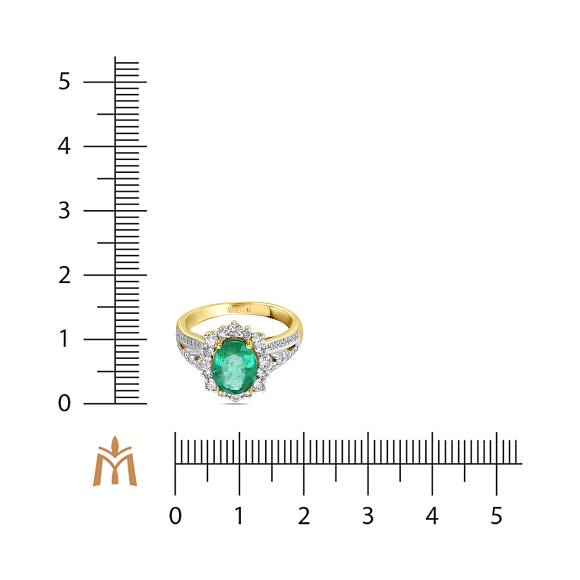 Кольцо с бриллиантами и изумрудом R01-EX-52698-EM - Фото 2