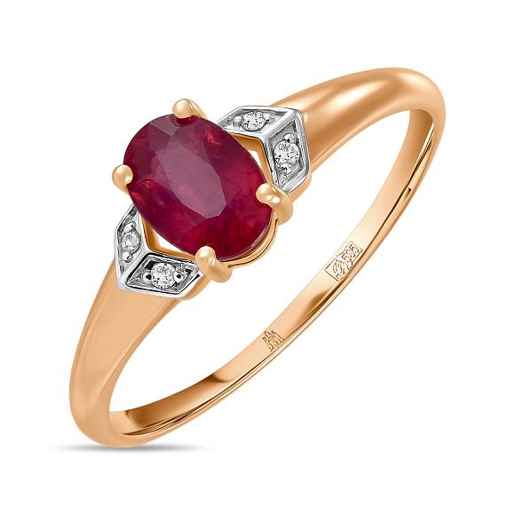 Кольцо с бриллиантами и облагороженным рубином R01-L-35421-RO - Фото 1