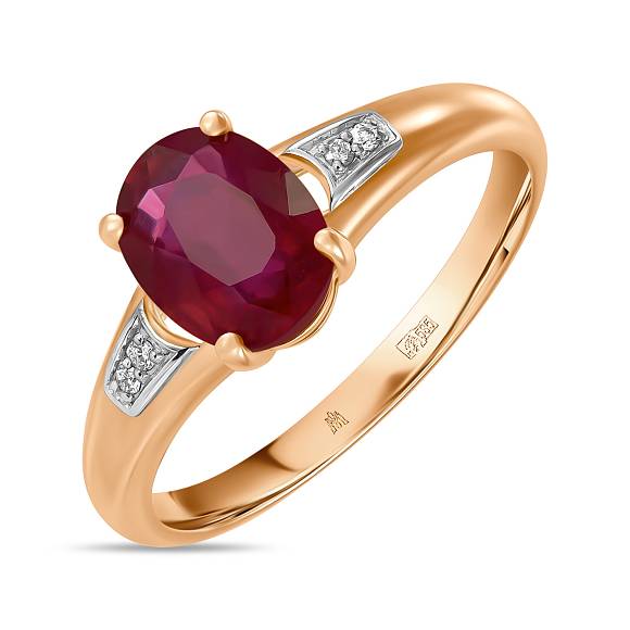 Кольцо с бриллиантами и облагороженным рубином R01-L-35422-RO - Фото 1