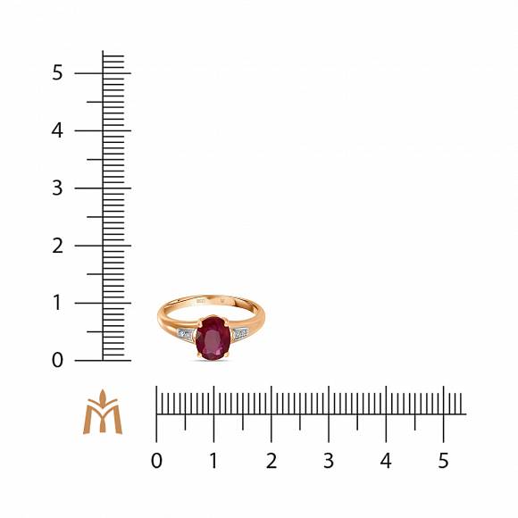 Кольцо с бриллиантами и облагороженным рубином R01-L-35422-RO - Фото 2
