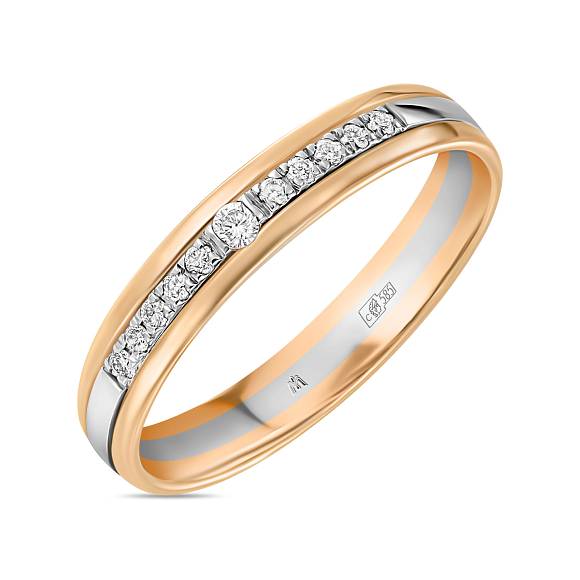 Обручальное кольцо из золота с 11 бриллиантами R01-WED-00086 - Фото 2