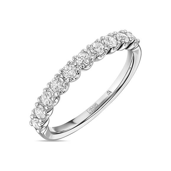 Обручальное кольцо-дорожка из белого золота с 10 бриллиантами (0,497 карат) R01-RMS-35800 - Фото 1
