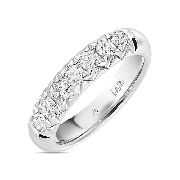 Обручальное кольцо-дорожка из белого золота с 7 бриллиантами R01-RMS-35882W - Фото 1