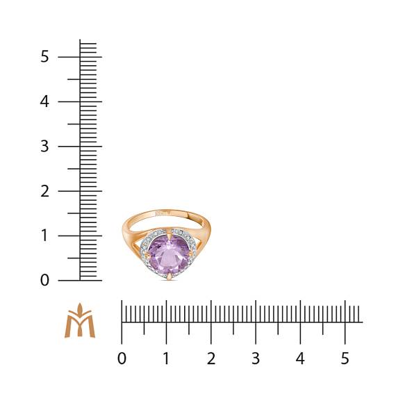 Кольцо с аметистом и бриллиантами R01-33654-AM - Фото 2