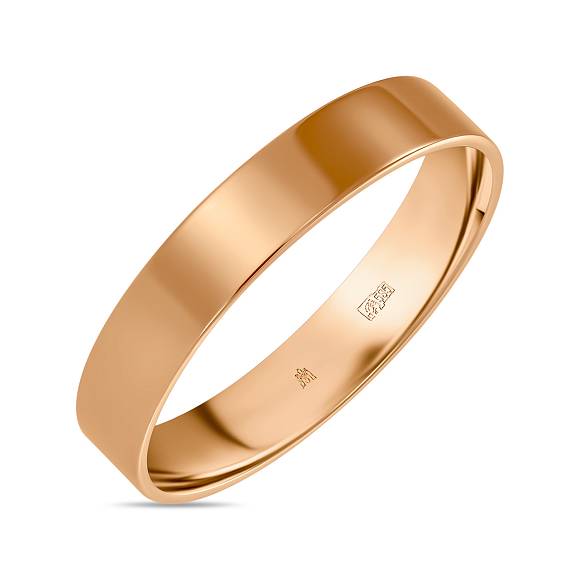 Плоское обручальное кольцо из красного золота 585 пробы R01-4-R-11469 - Фото 1