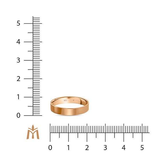 Плоское обручальное кольцо из красного золота 585 пробы R01-4-R-11469 - Фото 2